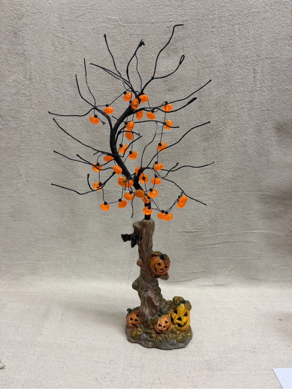 Halloween Lighted Jack-o-lantern Tree with Pumkins -Battery On/Off 17”